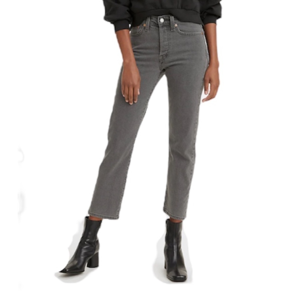 Levis Wedgie straight high rise grey jeans 24 - Picture 2 of 15